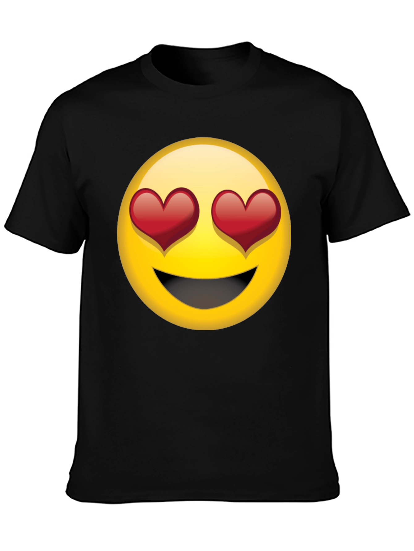Emoji Heart Eyes Graphic Black T-Shirt