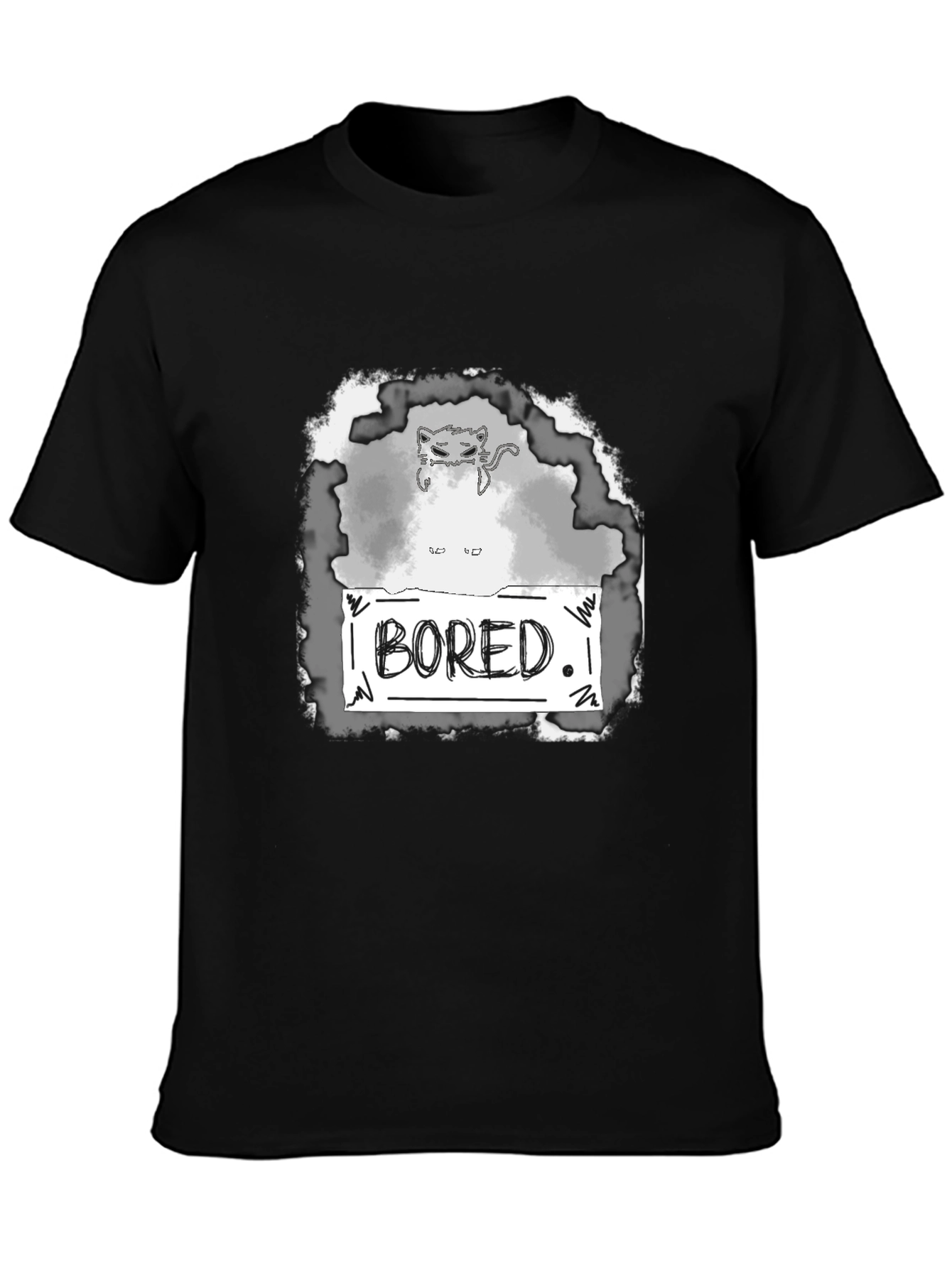 Bored Cat Graphic Tee - Unisex Black T-Shirt