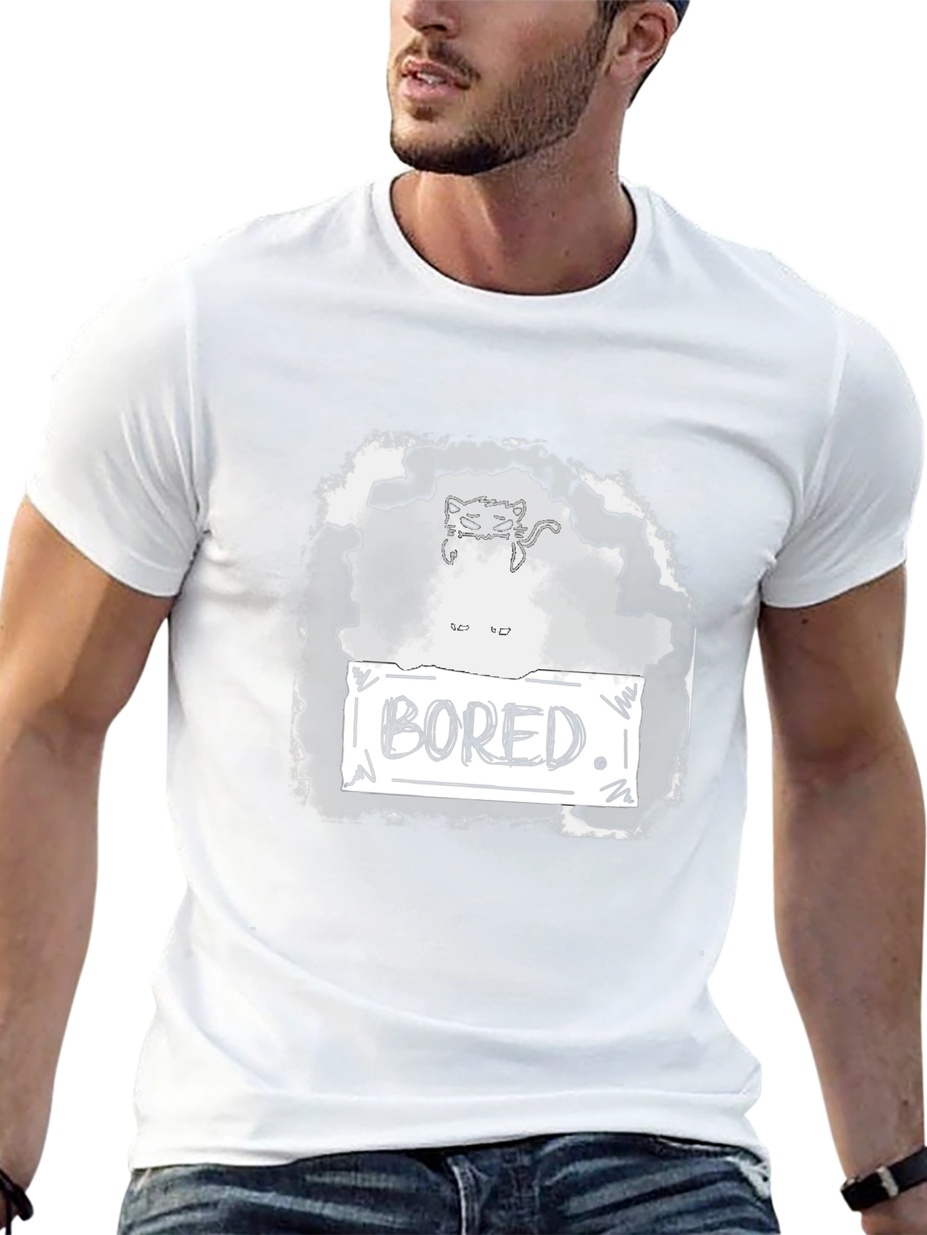 Bored Cat Graphic Tee - Unisex Black T-Shirt