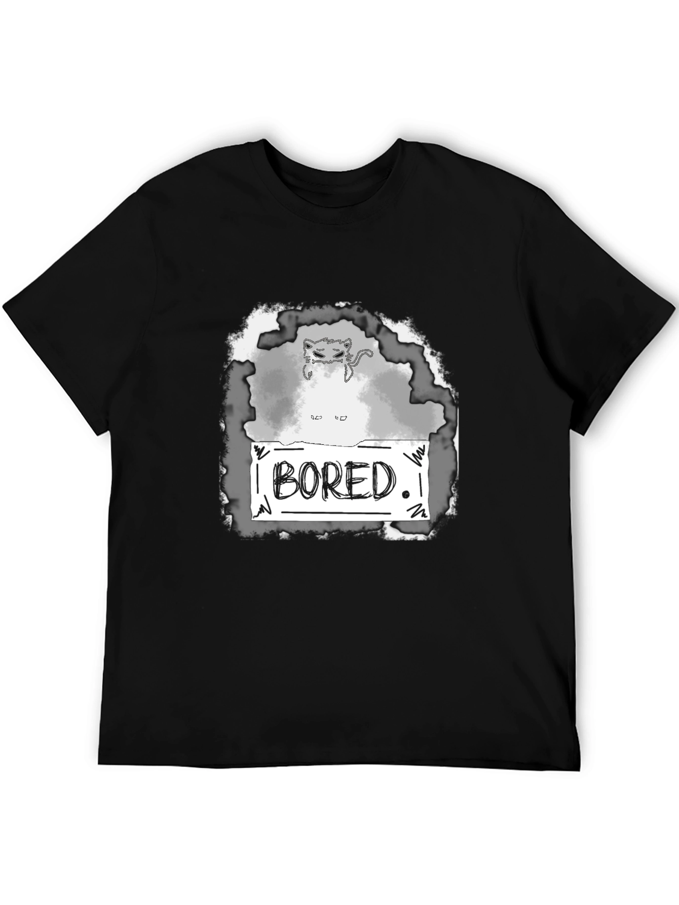 Bored Cat Graphic Tee - Unisex Black T-Shirt
