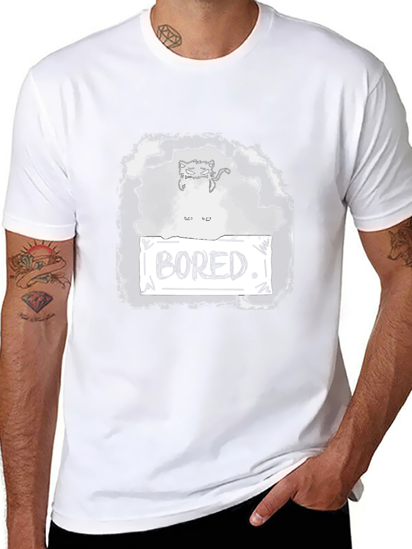 Bored Cat Graphic Tee - Unisex Black T-Shirt