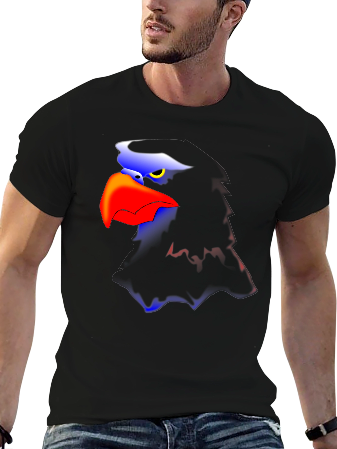 Bold Eagle Graphic Tee - Black Casual T-Shirt