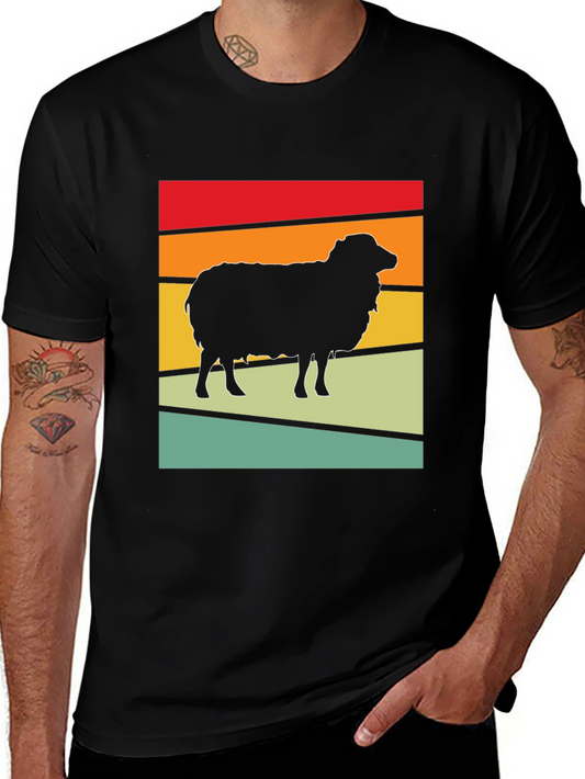 Retro Sheep Graphic T-Shirt - Vintage Style Black Tee