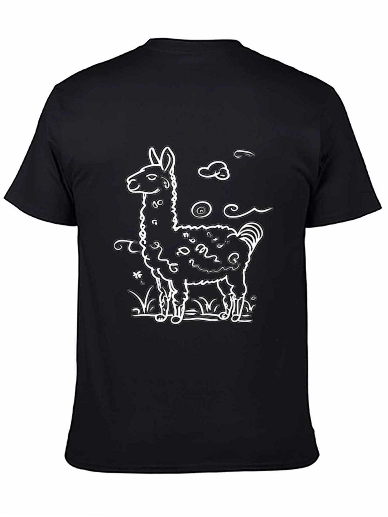 Llama Graphic Tee - Cute Cartoon Alpaca Black Shirt