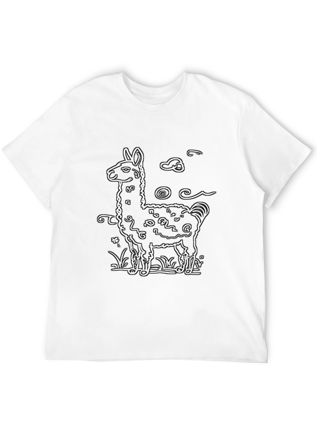 Llama Graphic Tee - Cute Cartoon Alpaca Black Shirt