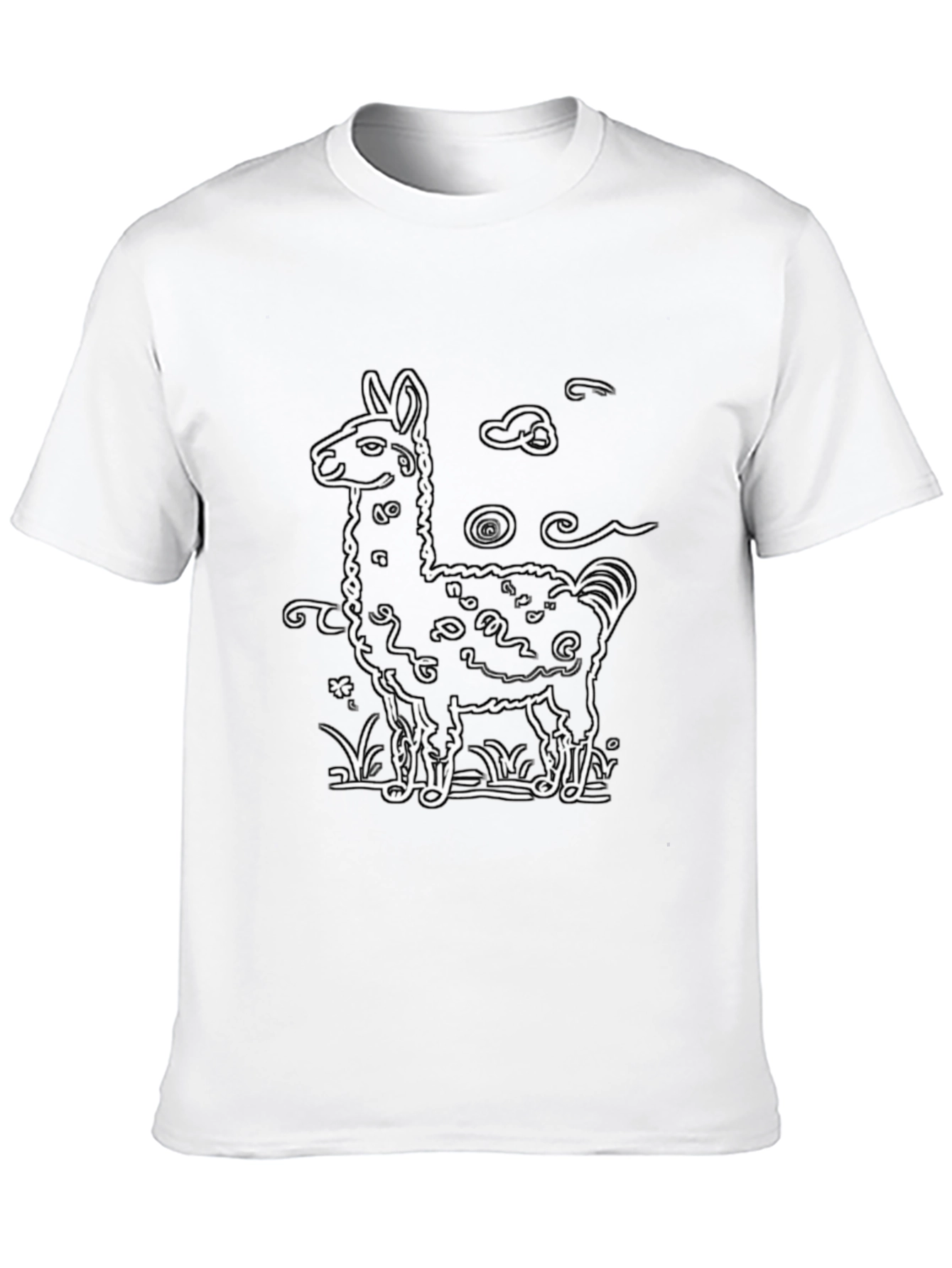 Llama Graphic Tee - Cute Cartoon Alpaca Black Shirt