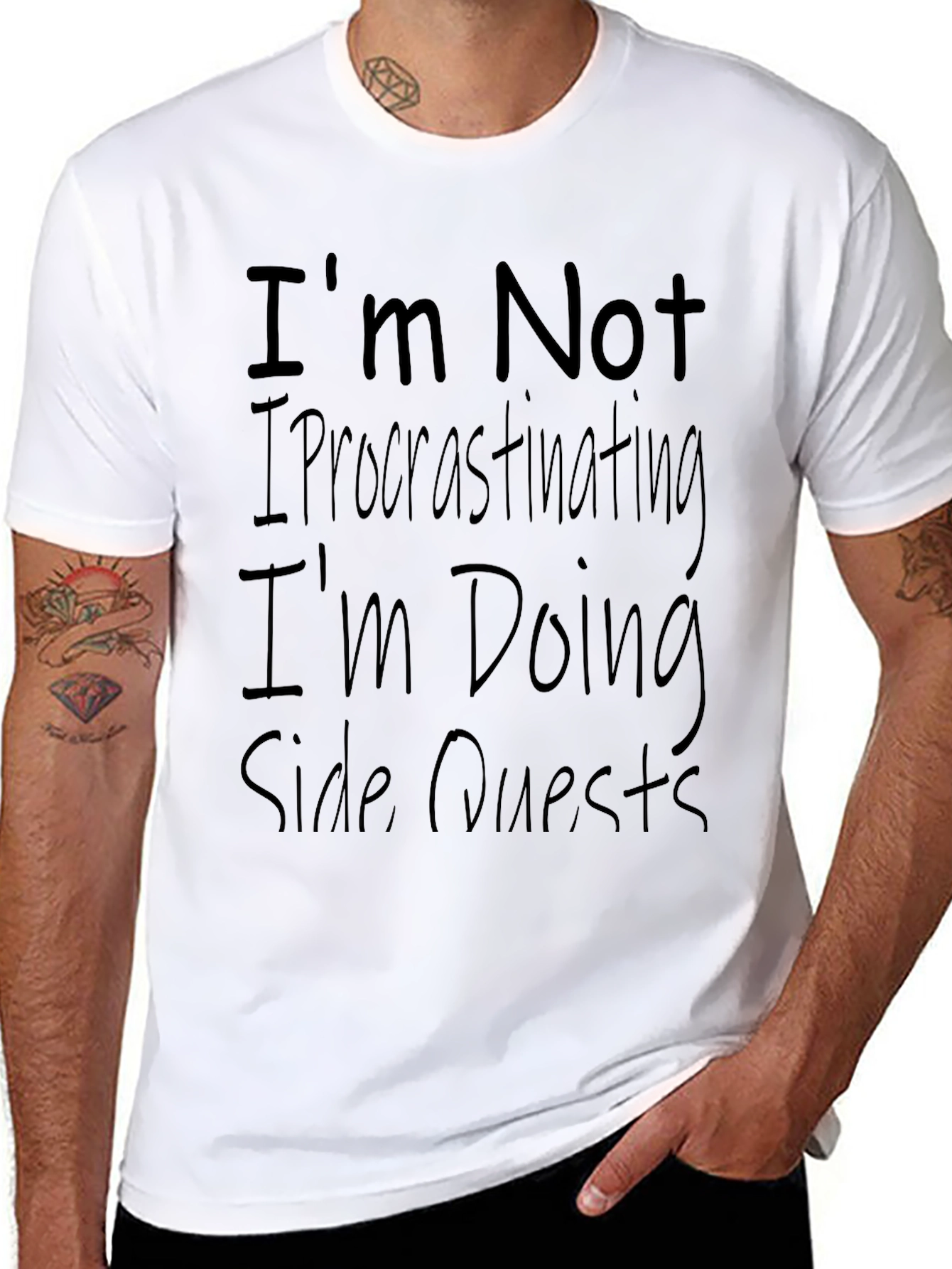 Mens Black T-Shirt - Im Doing Side Quests