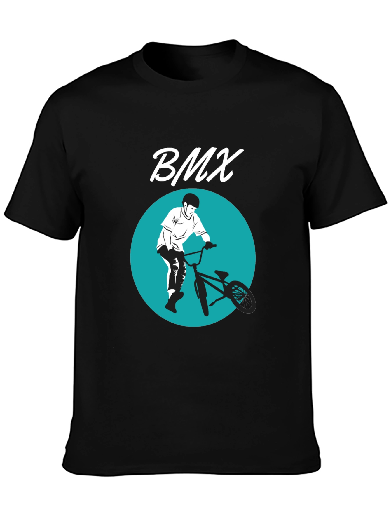 BMX Rider Graphic Tee - Black Cotton Blend T-Shirt