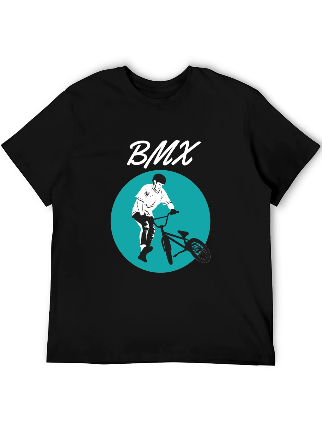 BMX Rider Graphic Tee - Black Cotton Blend T-Shirt