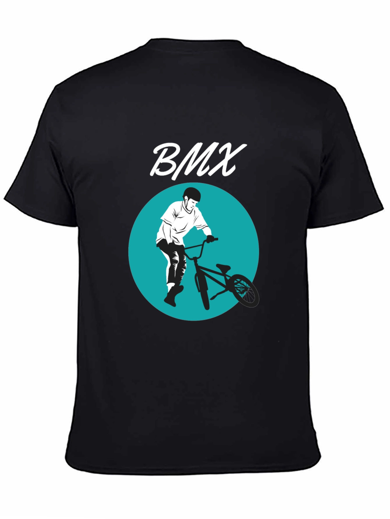BMX Rider Graphic Tee - Black Cotton Blend T-Shirt