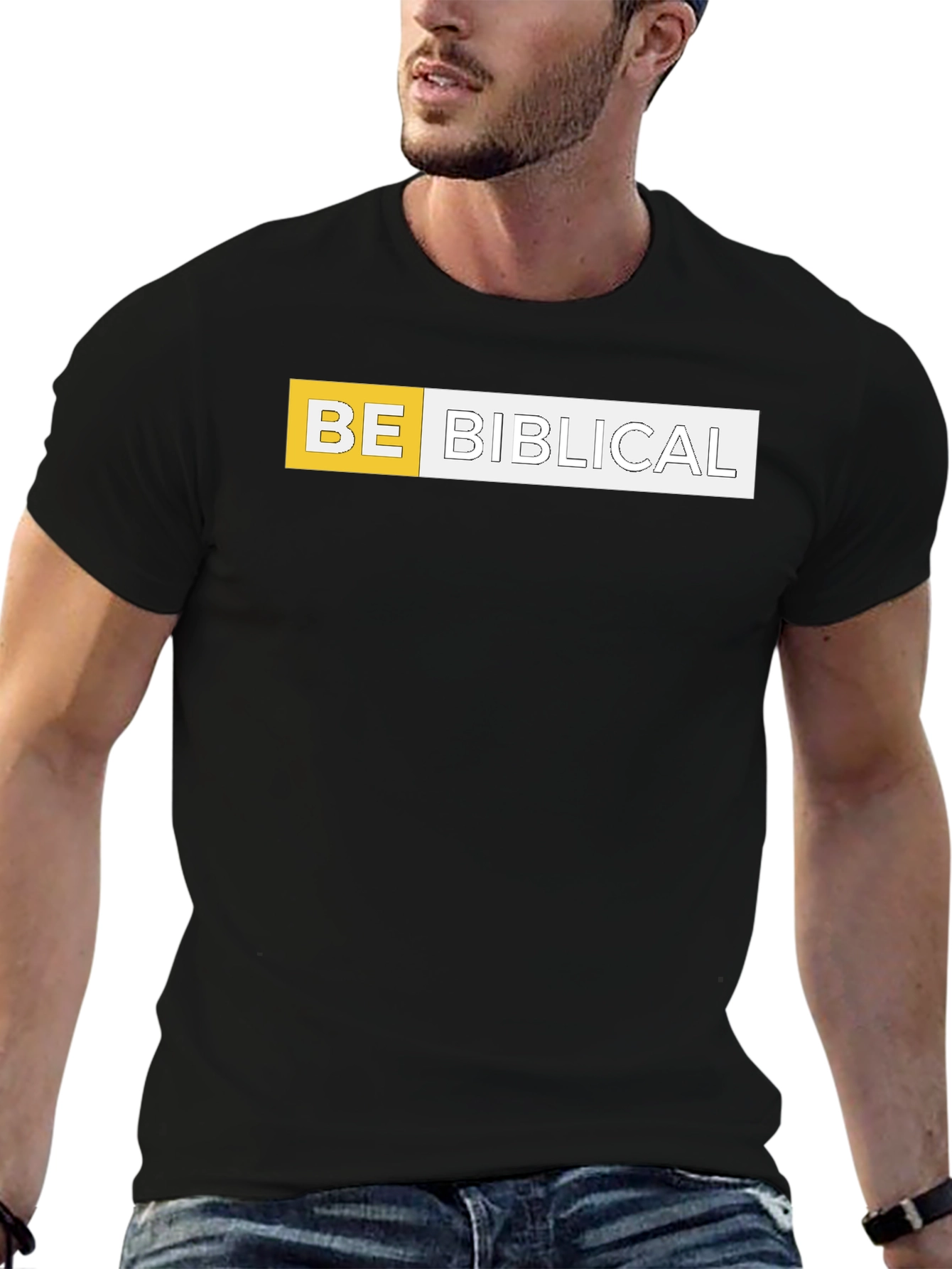 Be Biblical Black Cotton Graphic Tee