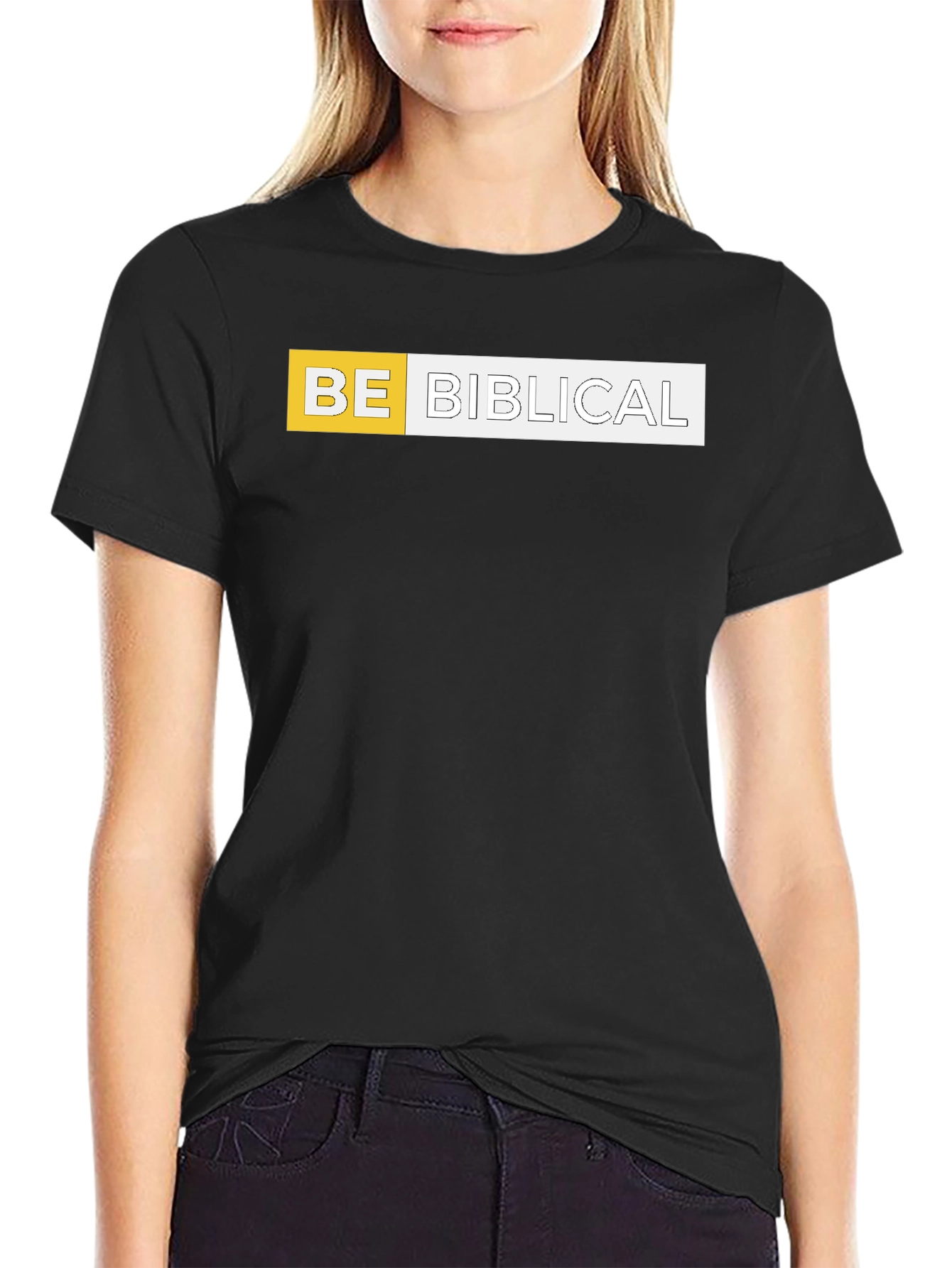 Be Biblical Black Cotton Graphic Tee