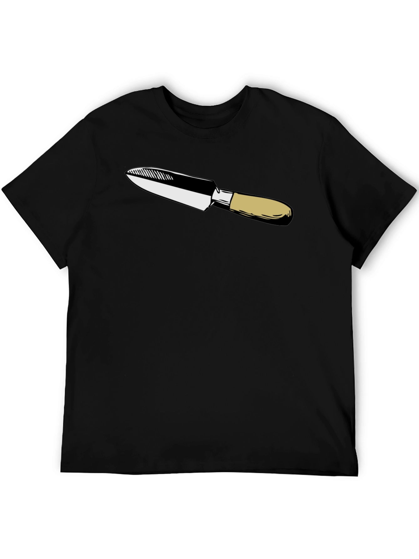 Black T-Shirt with Knife Graphic Print