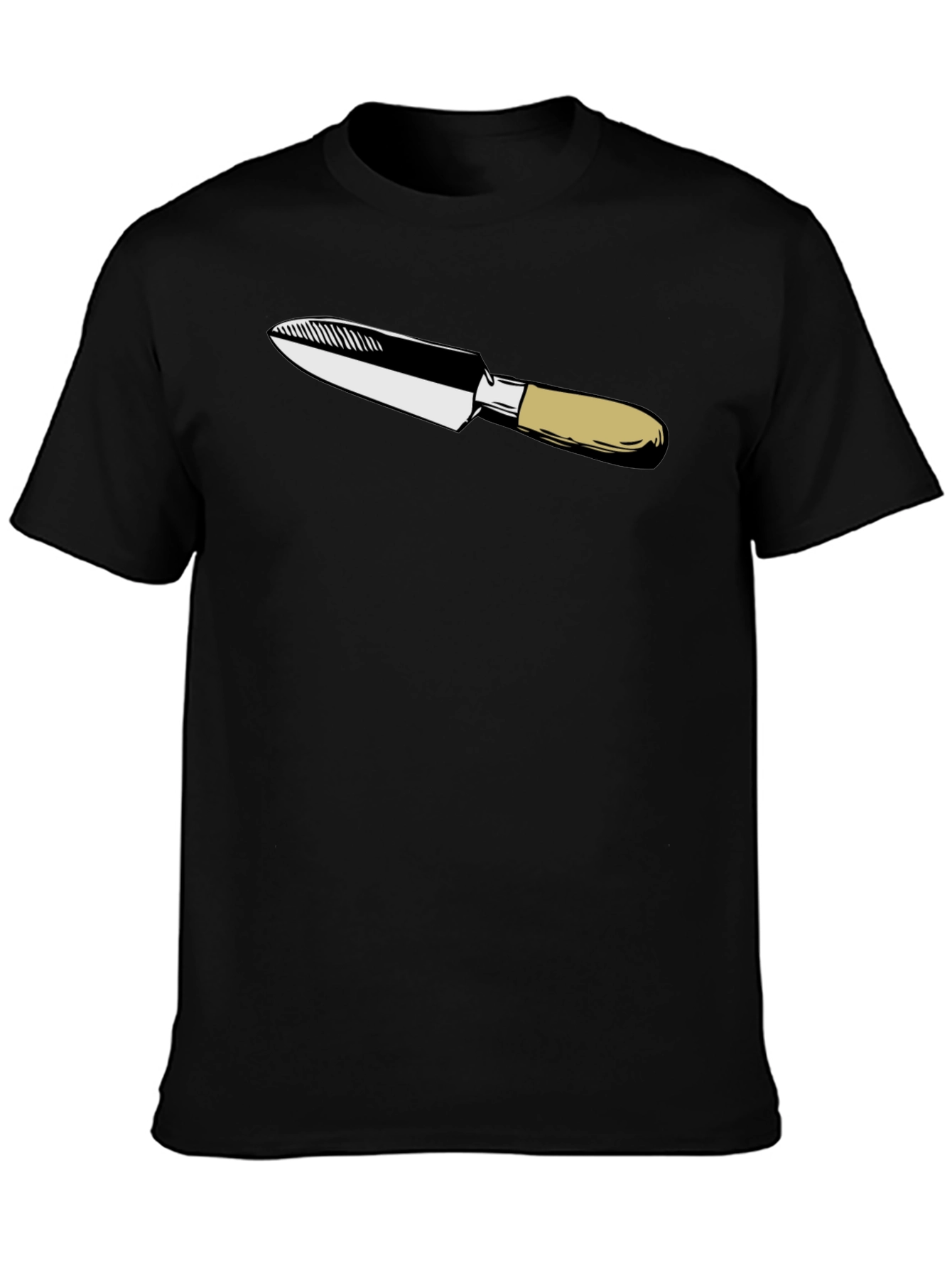Black T-Shirt with Knife Graphic Print