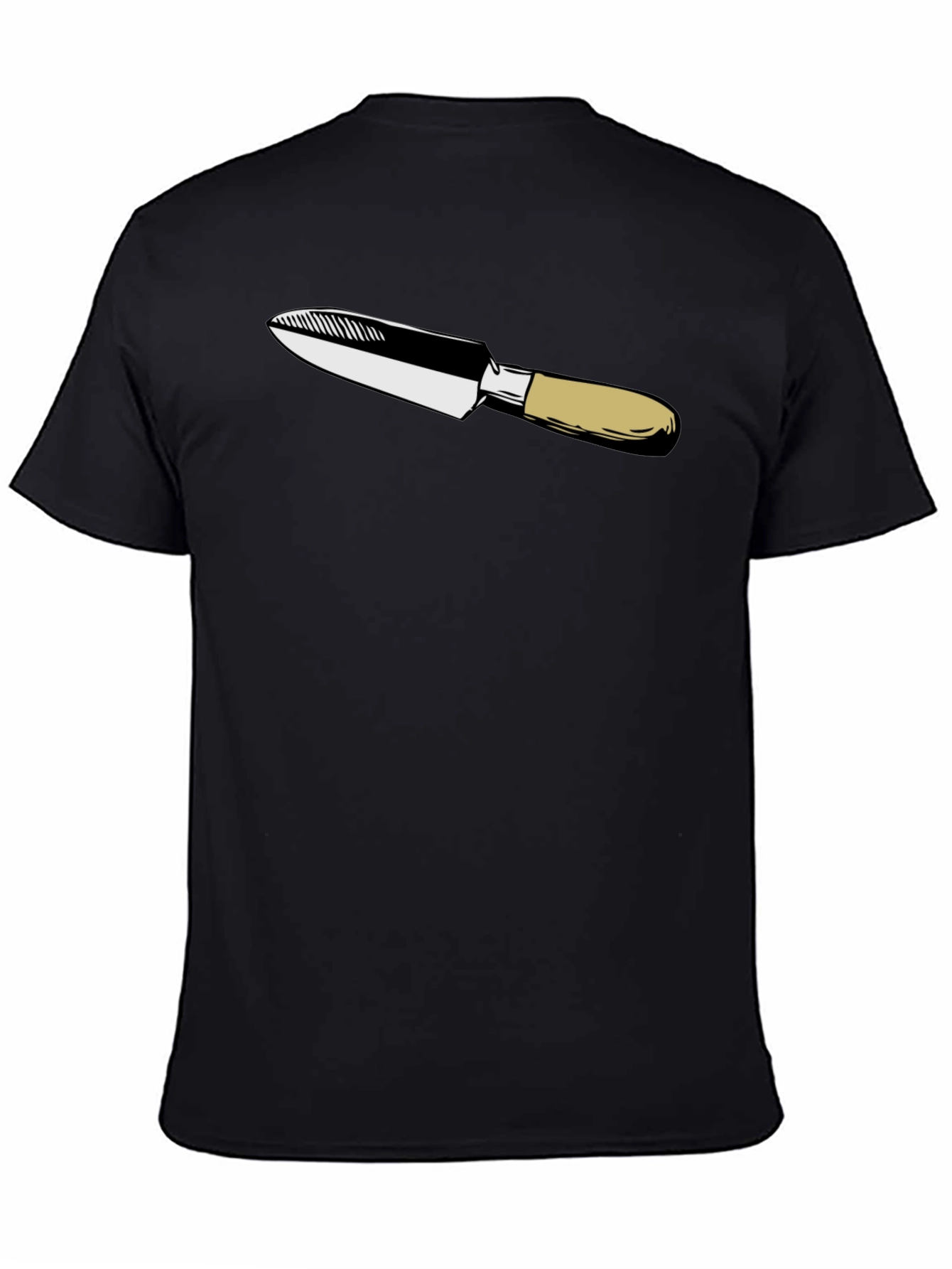Black T-Shirt with Knife Graphic Print