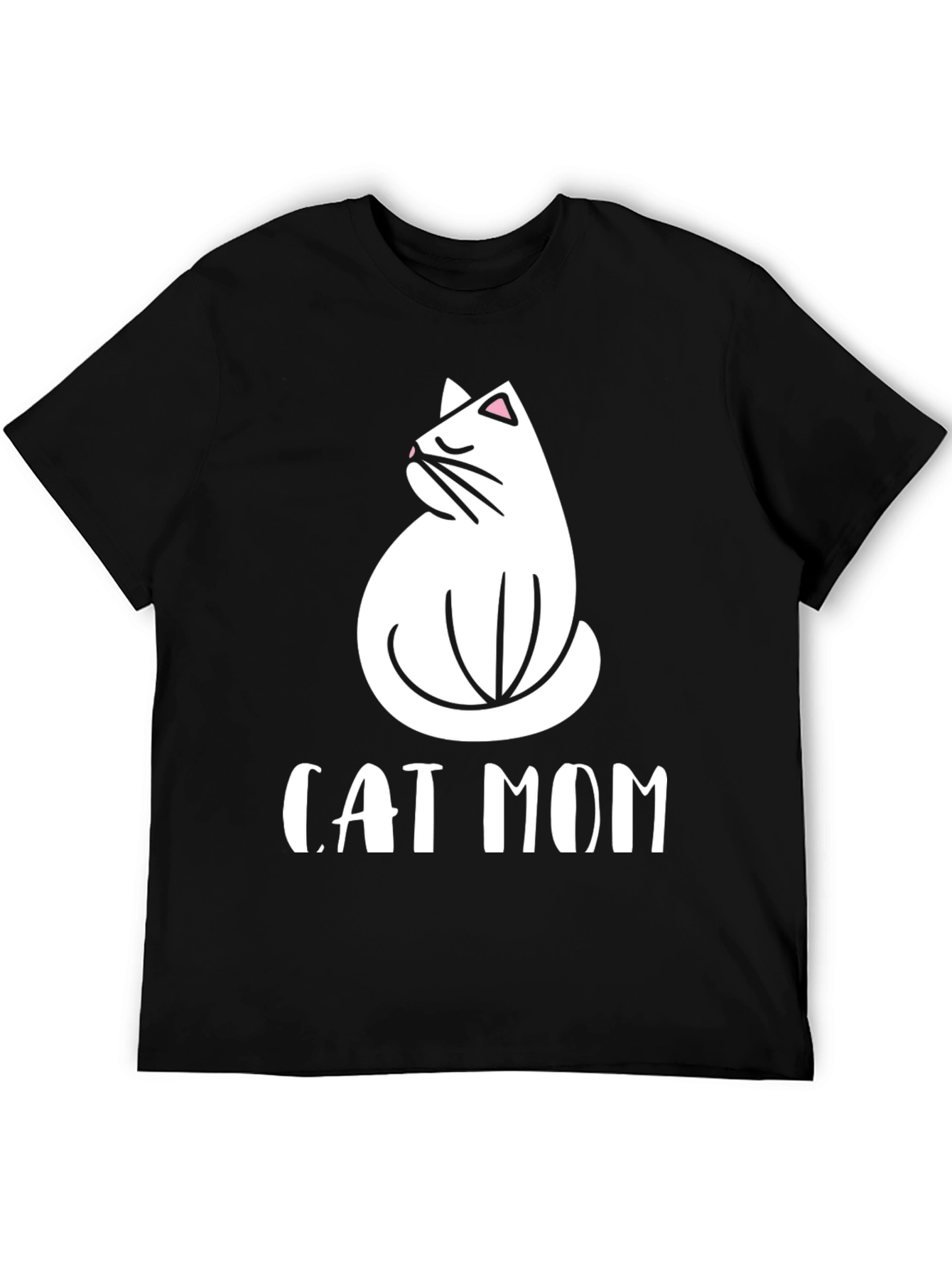 Cat Mom Graphic Tee - Black Cotton T-Shirt