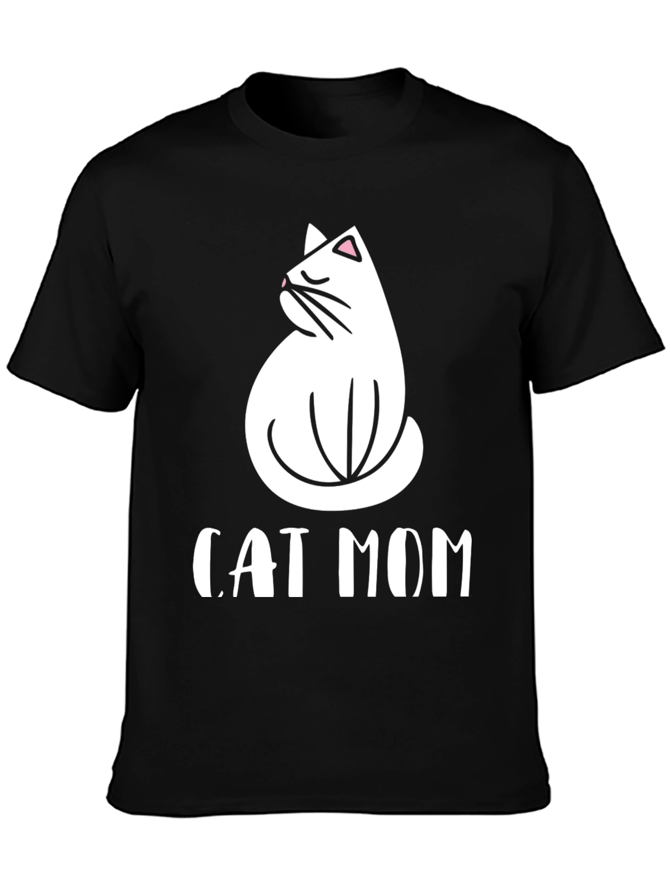 Cat Mom Graphic Tee - Black Cotton T-Shirt