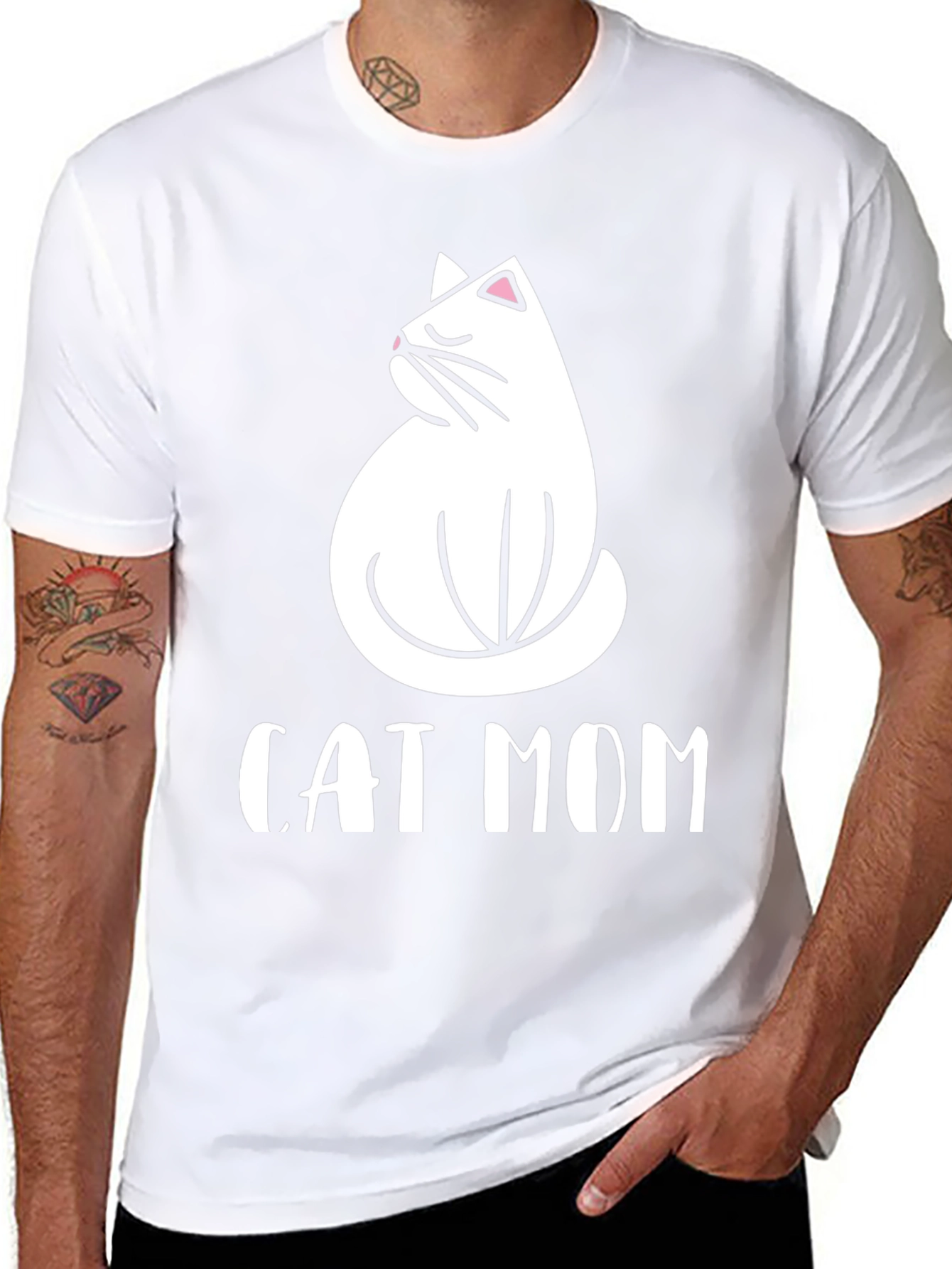 Cat Mom Graphic Tee - Black Cotton T-Shirt