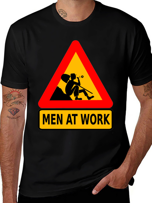 Men at Work Graphic Tee - Funny Black T-Shirt