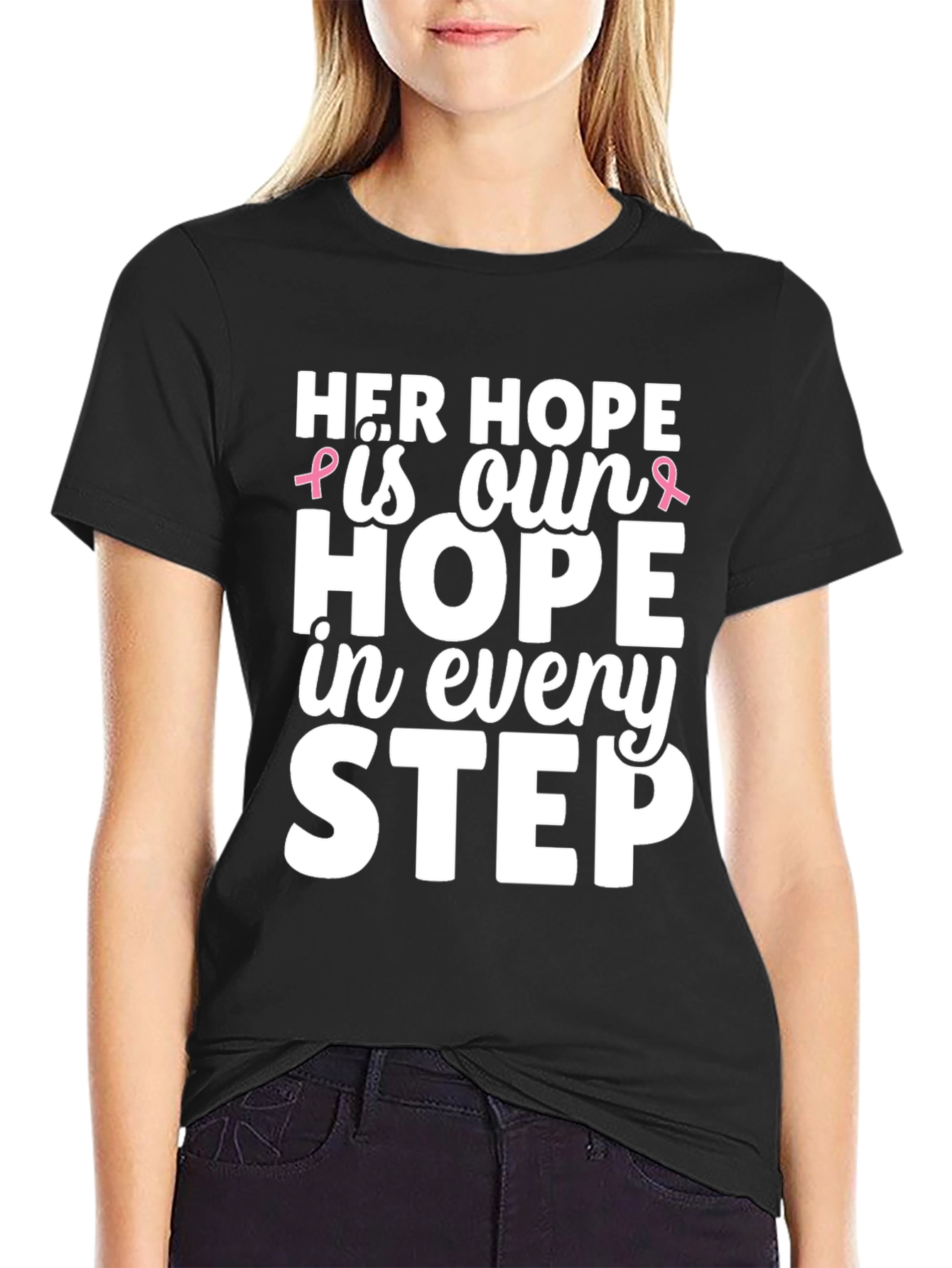 Her Hope T-Shirt Breast Cancer Awareness Ribbon