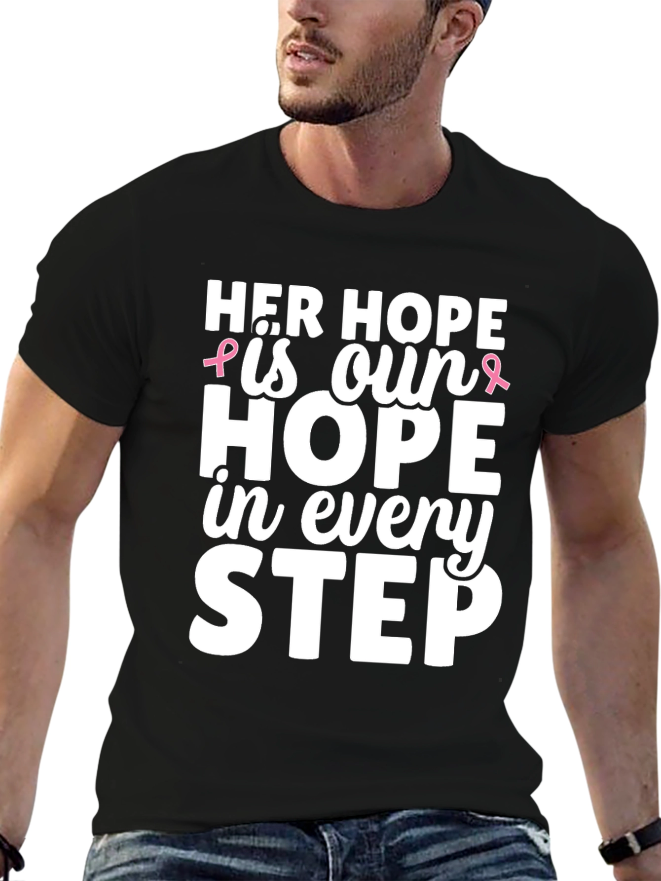 Her Hope T-Shirt Breast Cancer Awareness Ribbon