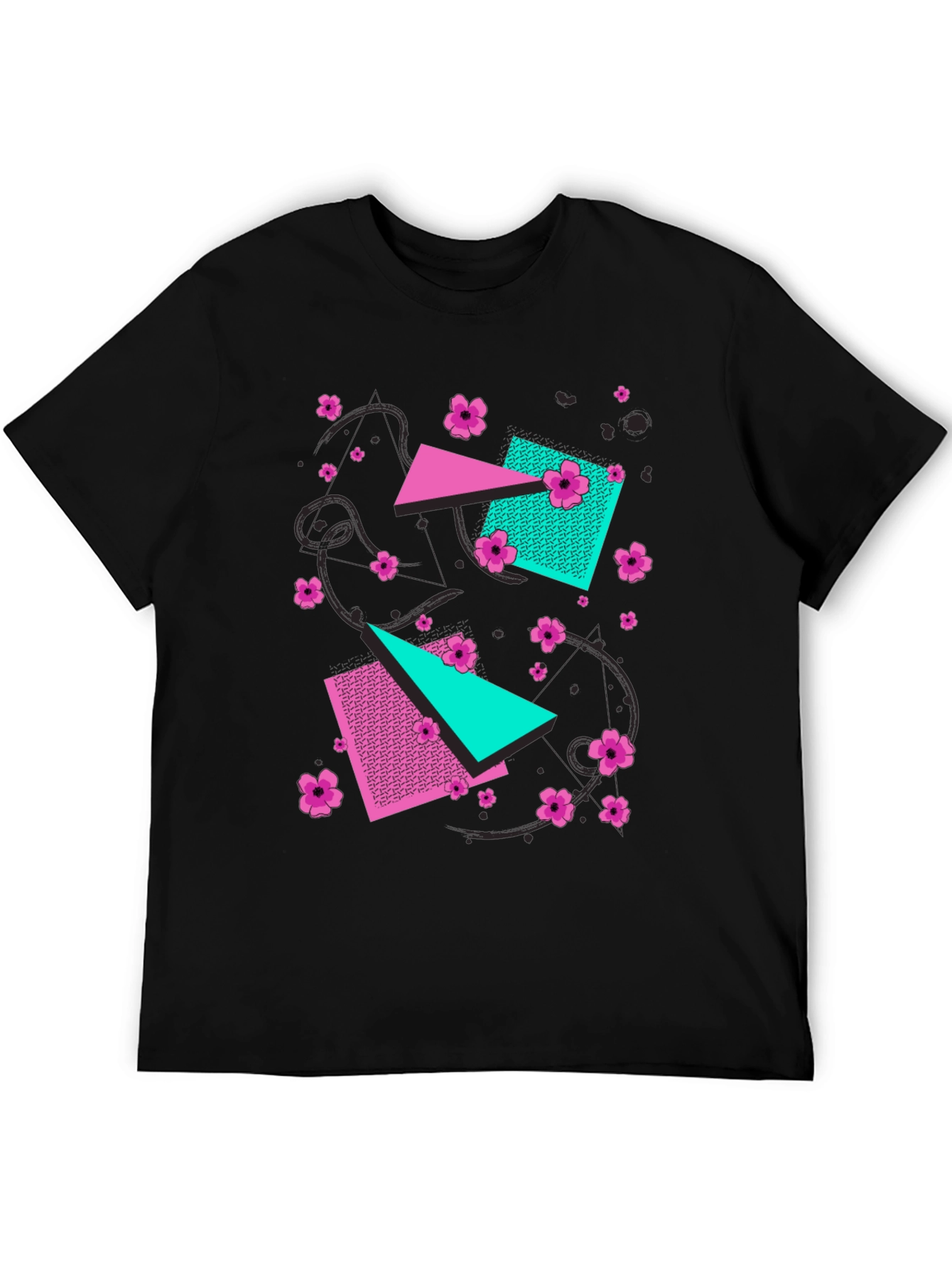 Geometric Floral 80s Style Graphic Tee