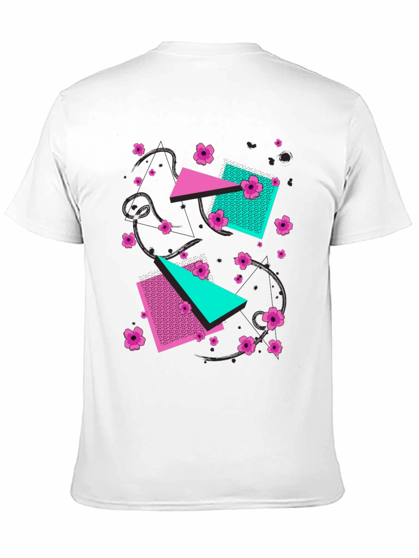 Geometric Floral 80s Style Graphic Tee