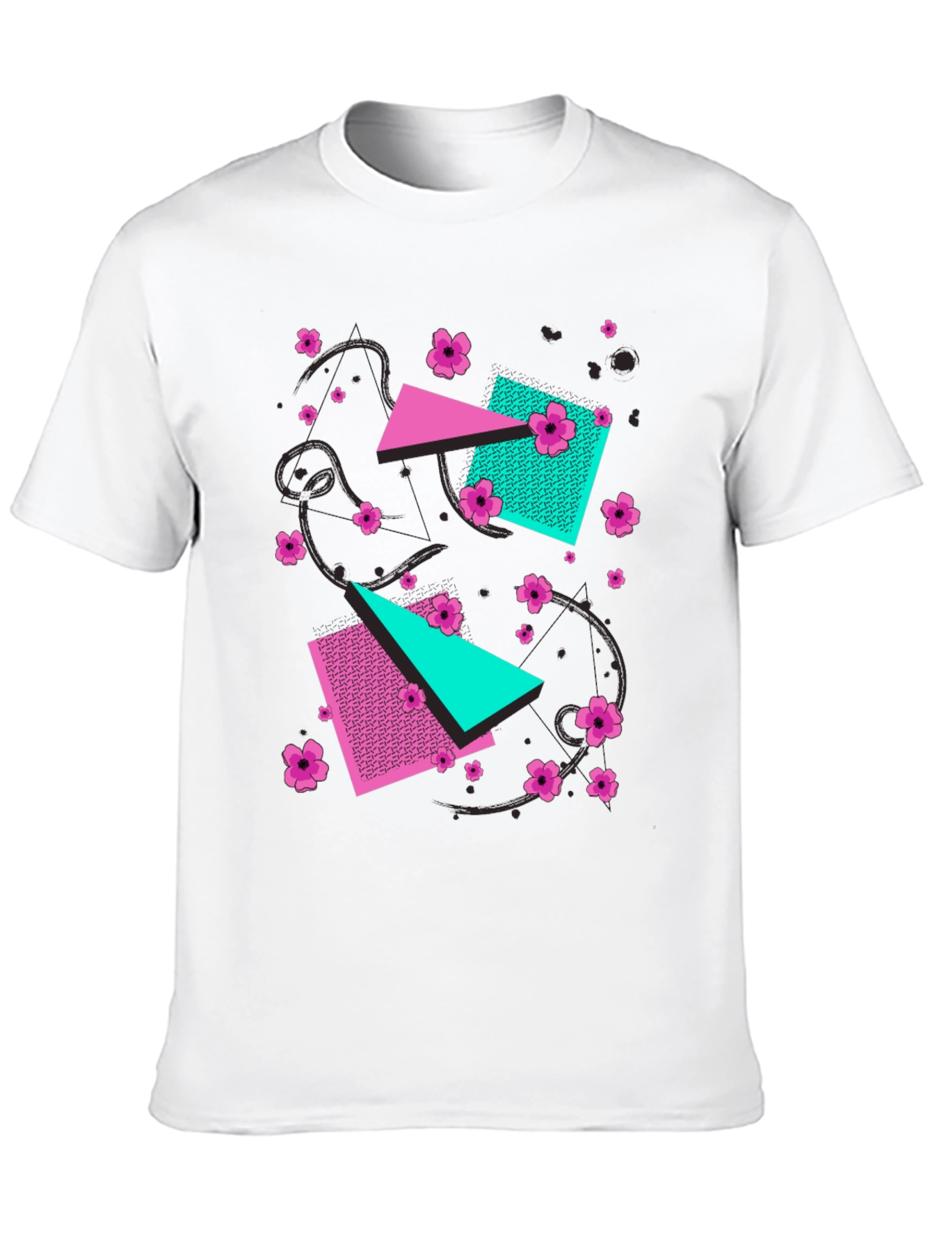 Geometric Floral 80s Style Graphic Tee