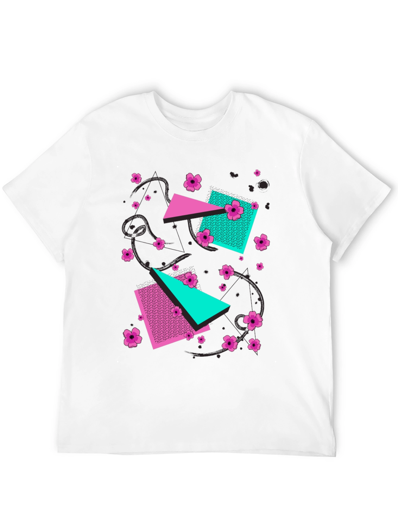 Geometric Floral 80s Style Graphic Tee
