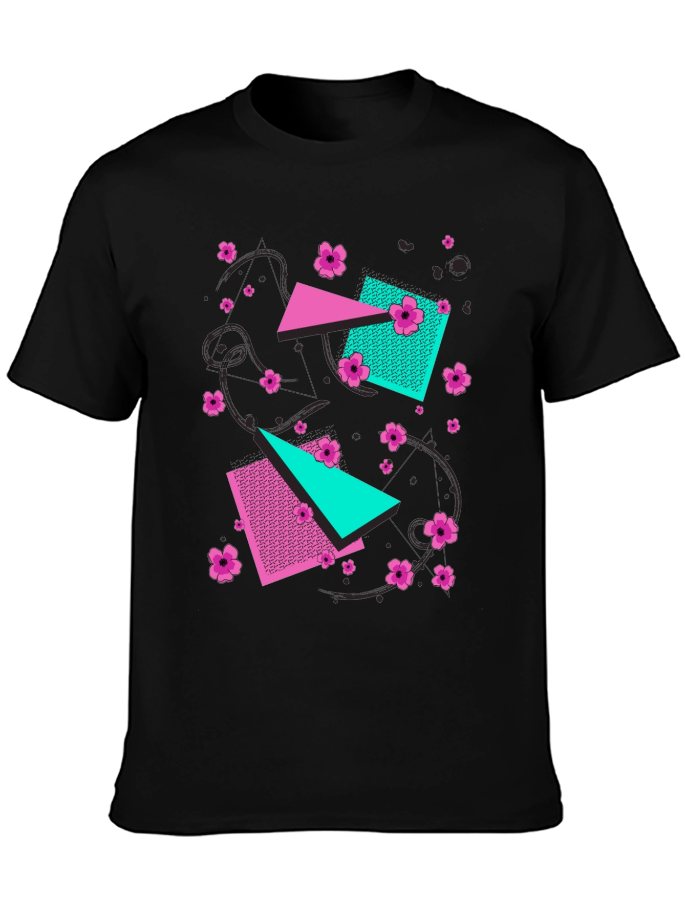 Geometric Floral 80s Style Graphic Tee