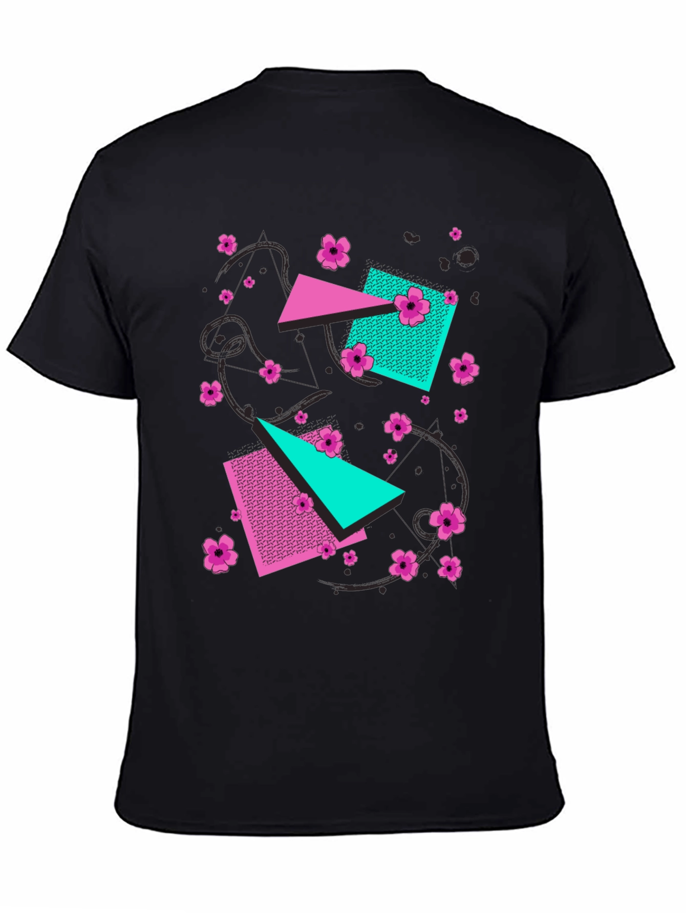 Geometric Floral 80s Style Graphic Tee
