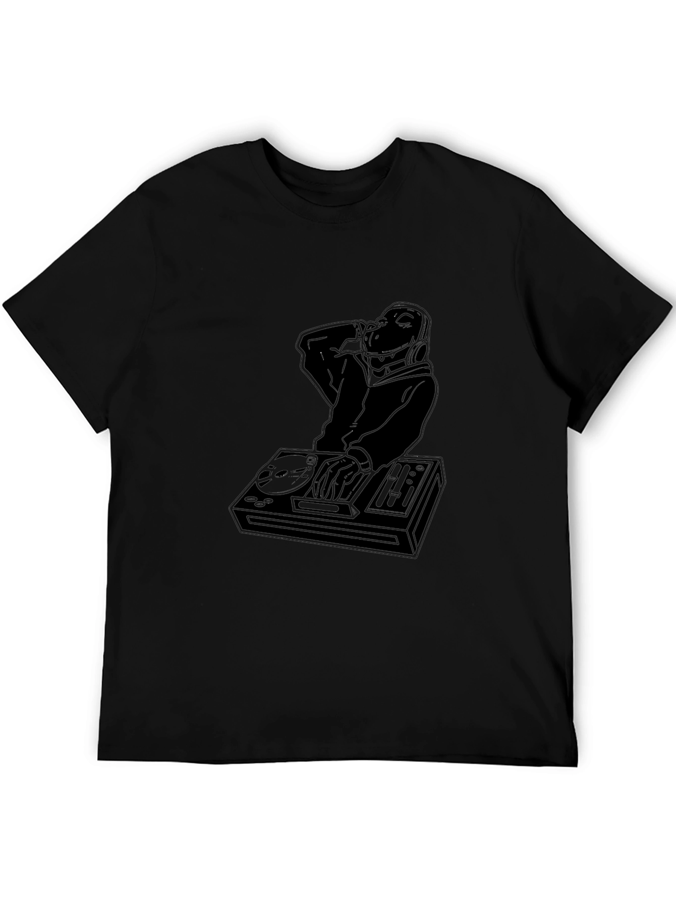 DJ Turntable Graphic Tee - Black Cotton Blend