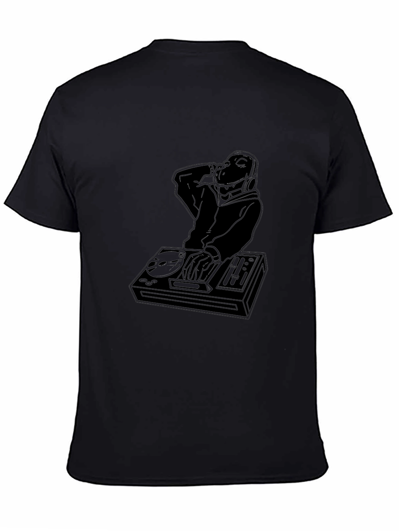 DJ Turntable Graphic Tee - Black Cotton Blend