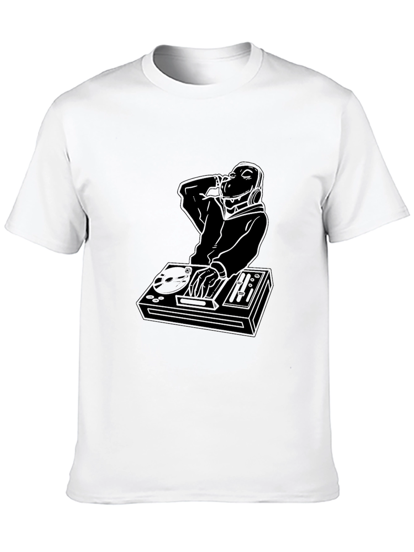 DJ Turntable Graphic Tee - Black Cotton Blend