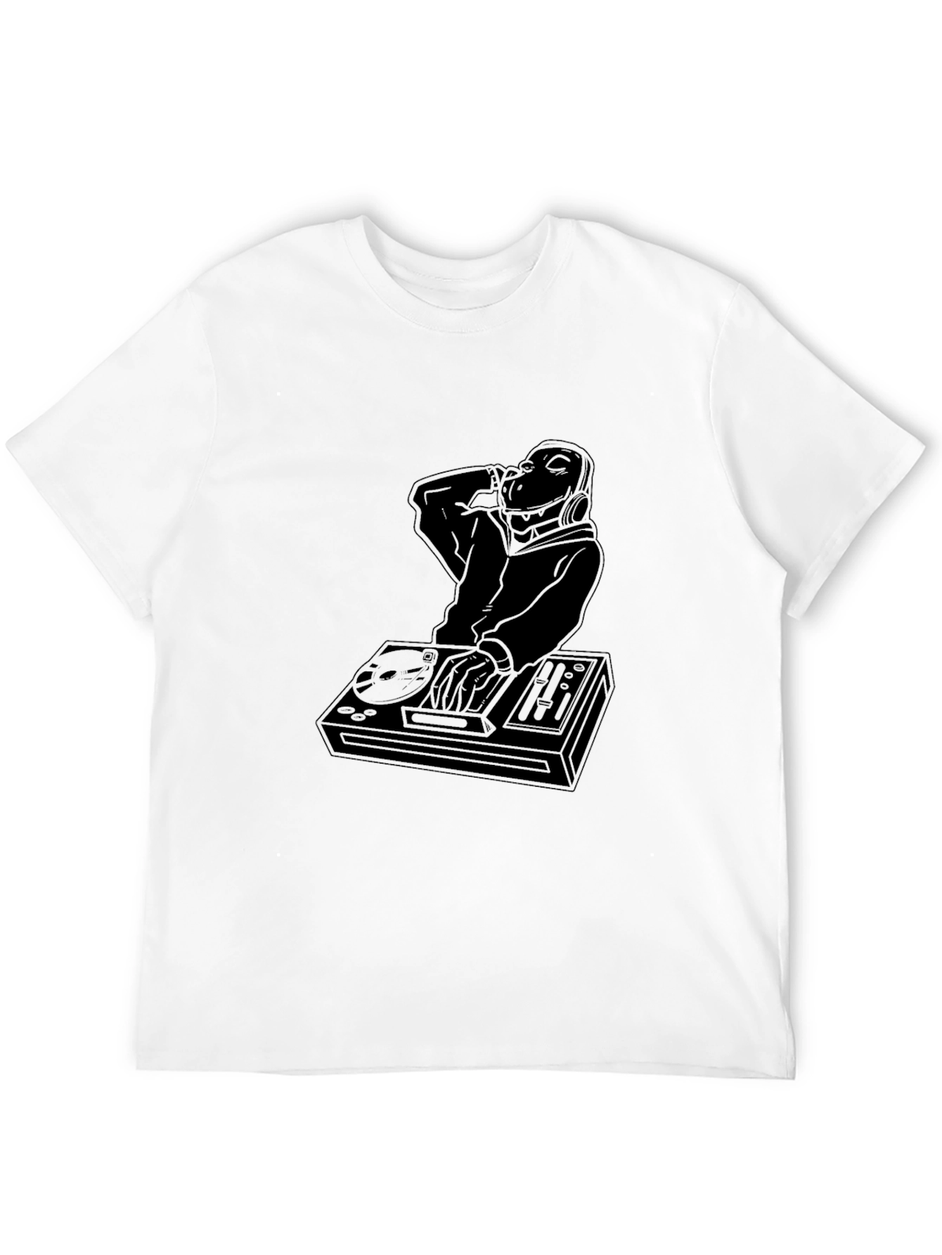 DJ Turntable Graphic Tee - Black Cotton Blend