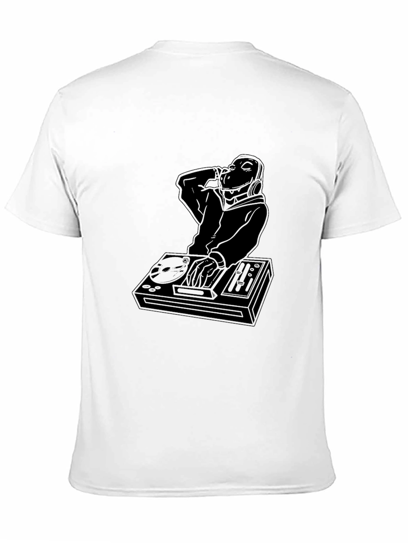 DJ Turntable Graphic Tee - Black Cotton Blend