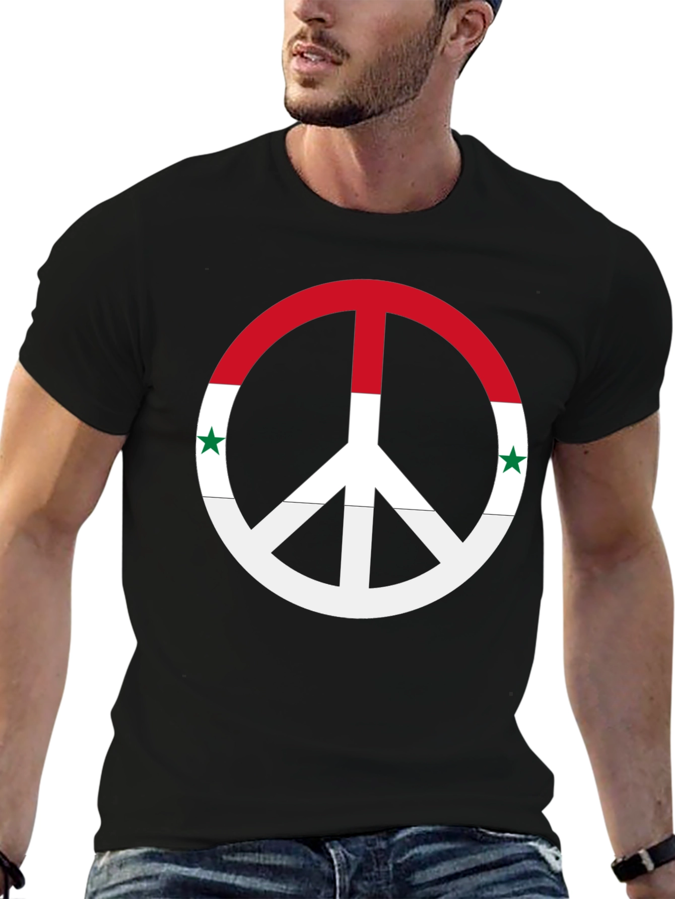 Syria Peace Symbol Black T-Shirt