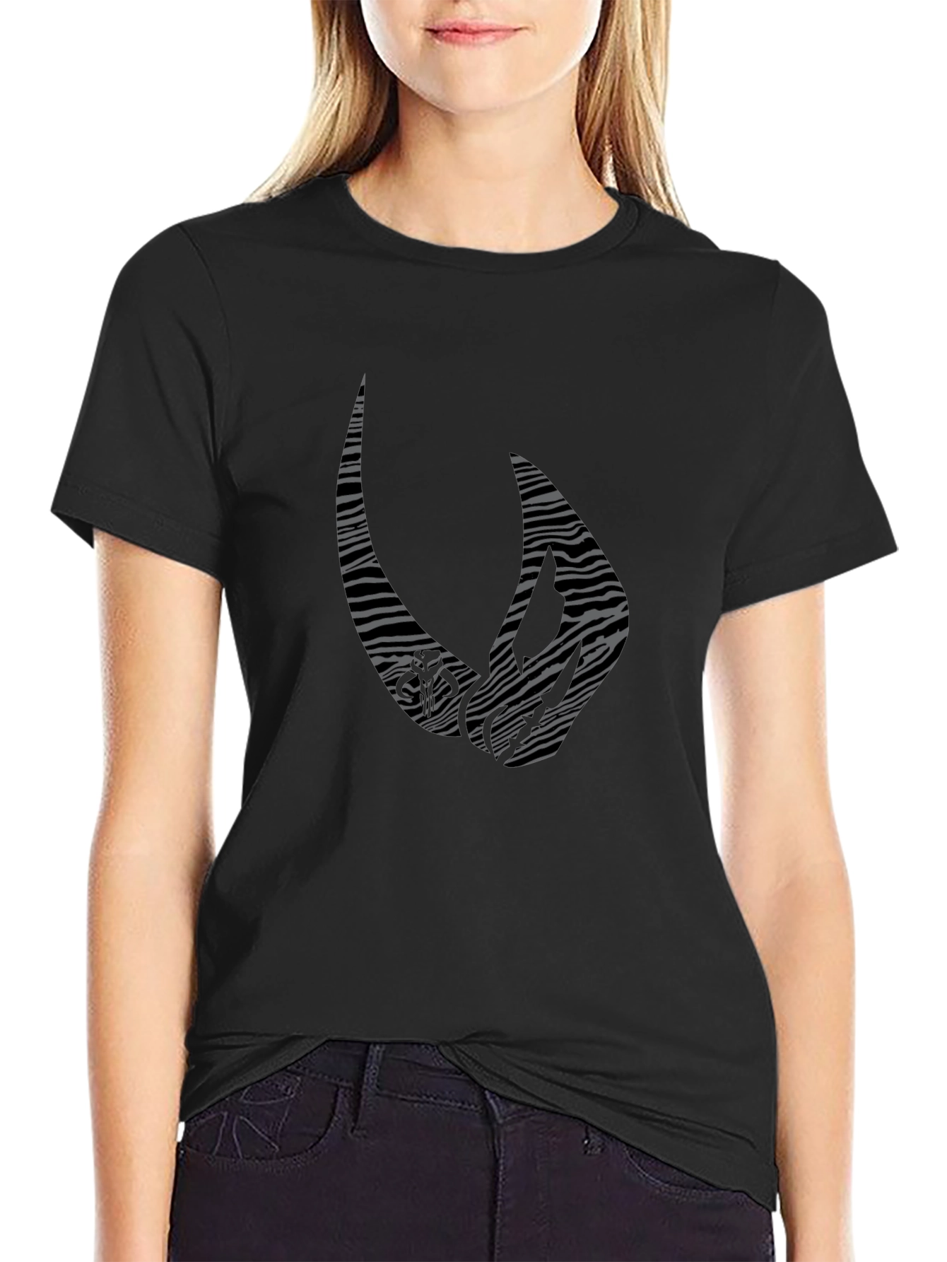 Mens Black Graphic T-Shirt with Abstract Design