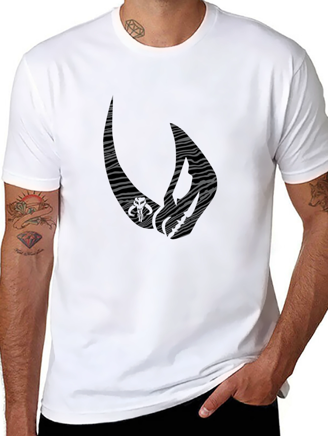 Mens Black Graphic T-Shirt with Abstract Design