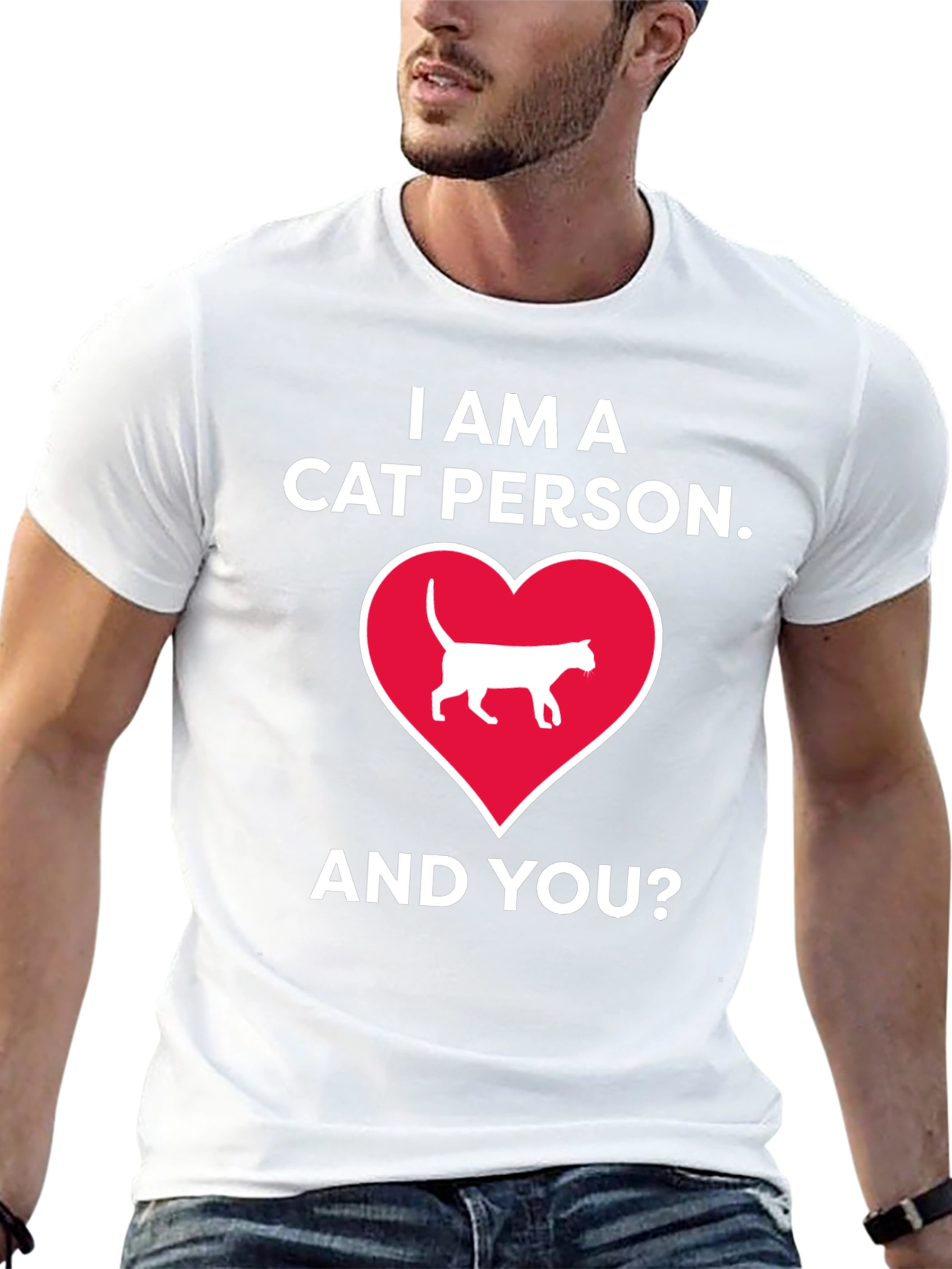 Cat Person T-Shirt - Heart Design