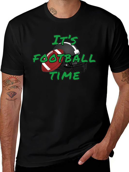 Its Football Time Tee - Black Cotton T-Shirt