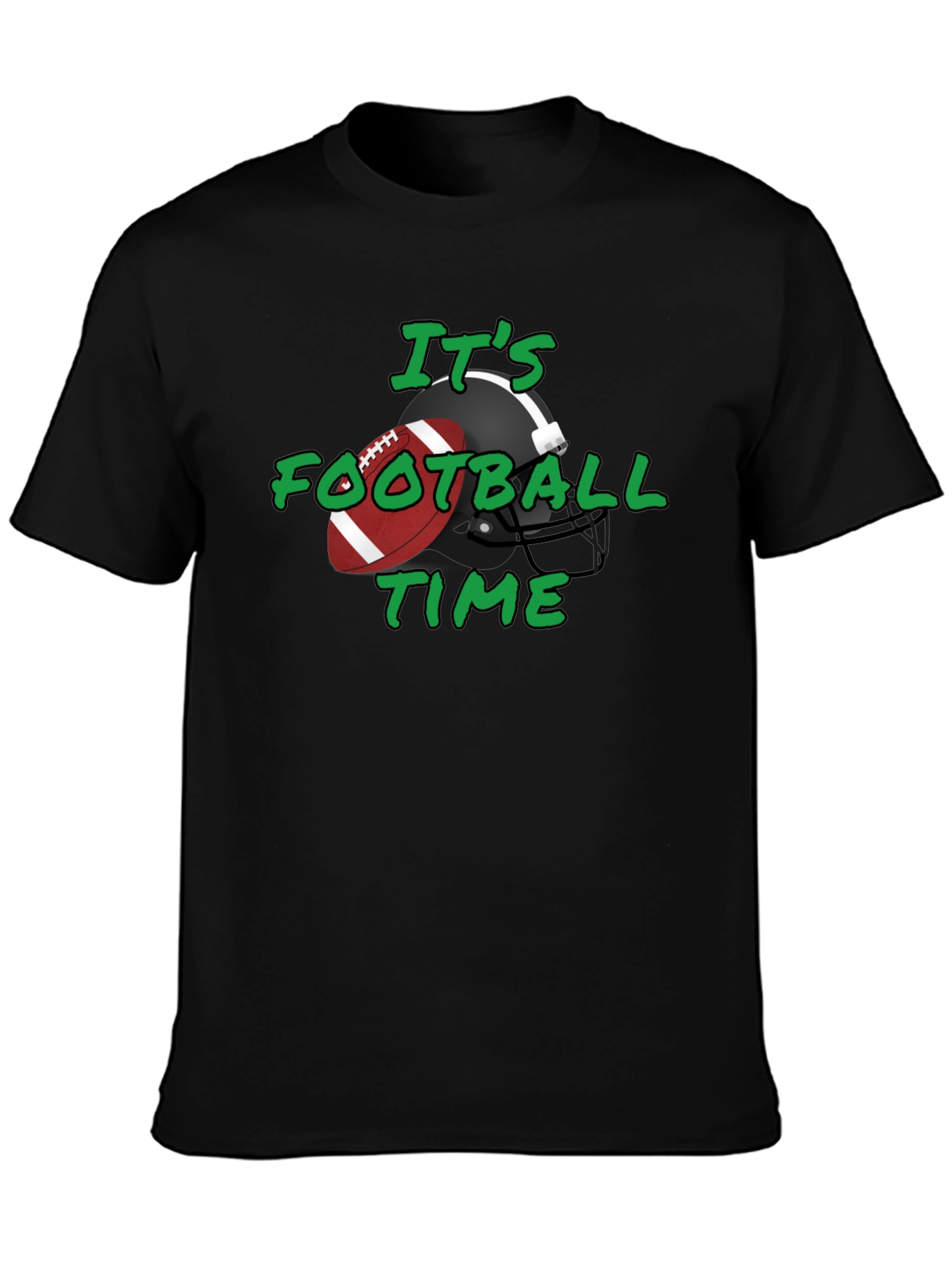 Its Football Time Tee - Black Cotton T-Shirt