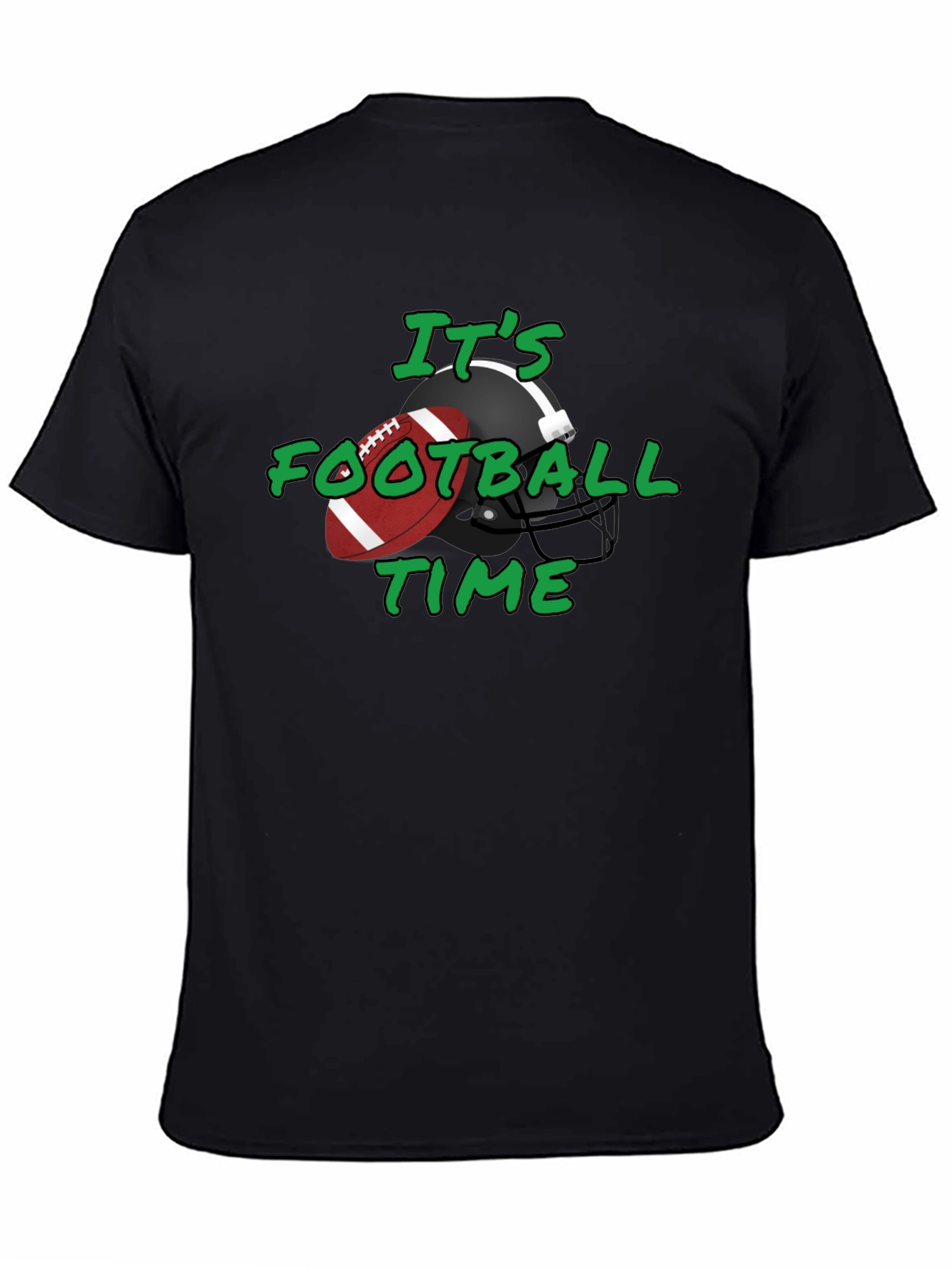 Its Football Time Tee - Black Cotton T-Shirt