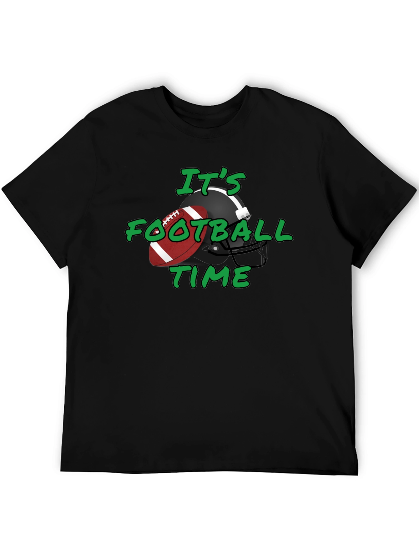 Its Football Time Tee - Black Cotton T-Shirt