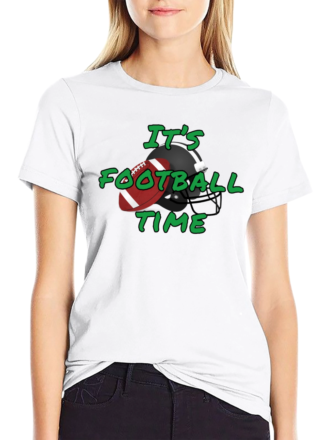 Its Football Time Tee - Black Cotton T-Shirt