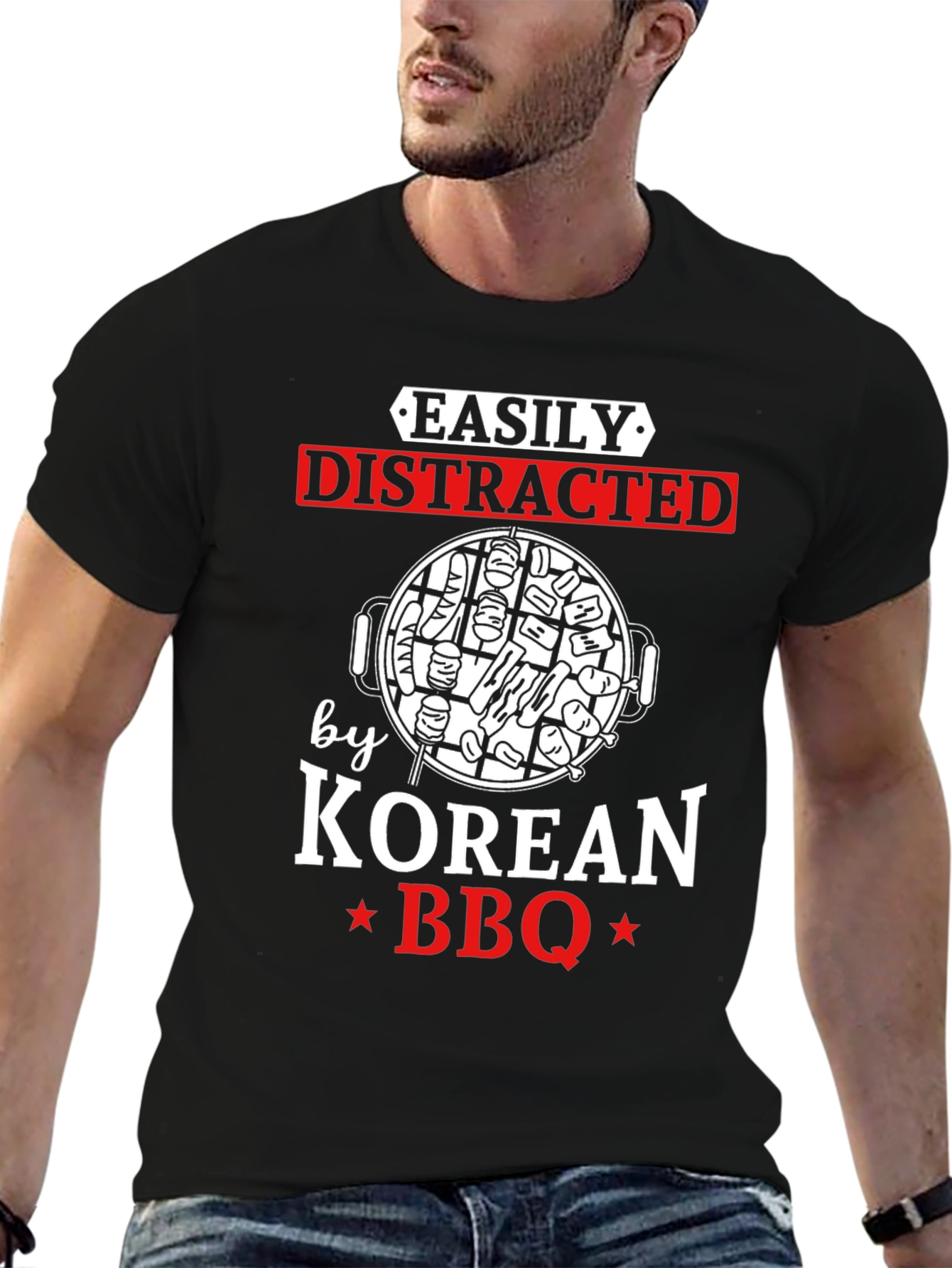 Easily Distracted by Korean BBQ Graphic T-Shirt