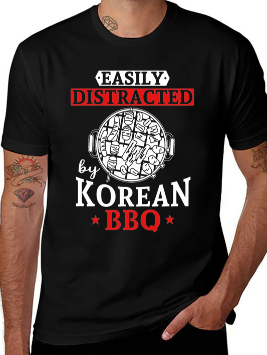 Easily Distracted by Korean BBQ Graphic T-Shirt