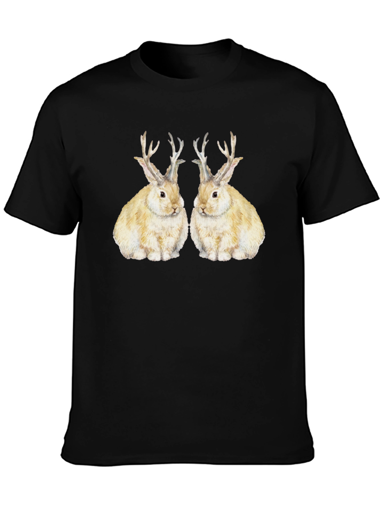 Novelty Rabbit Antler Graphic T-Shirt