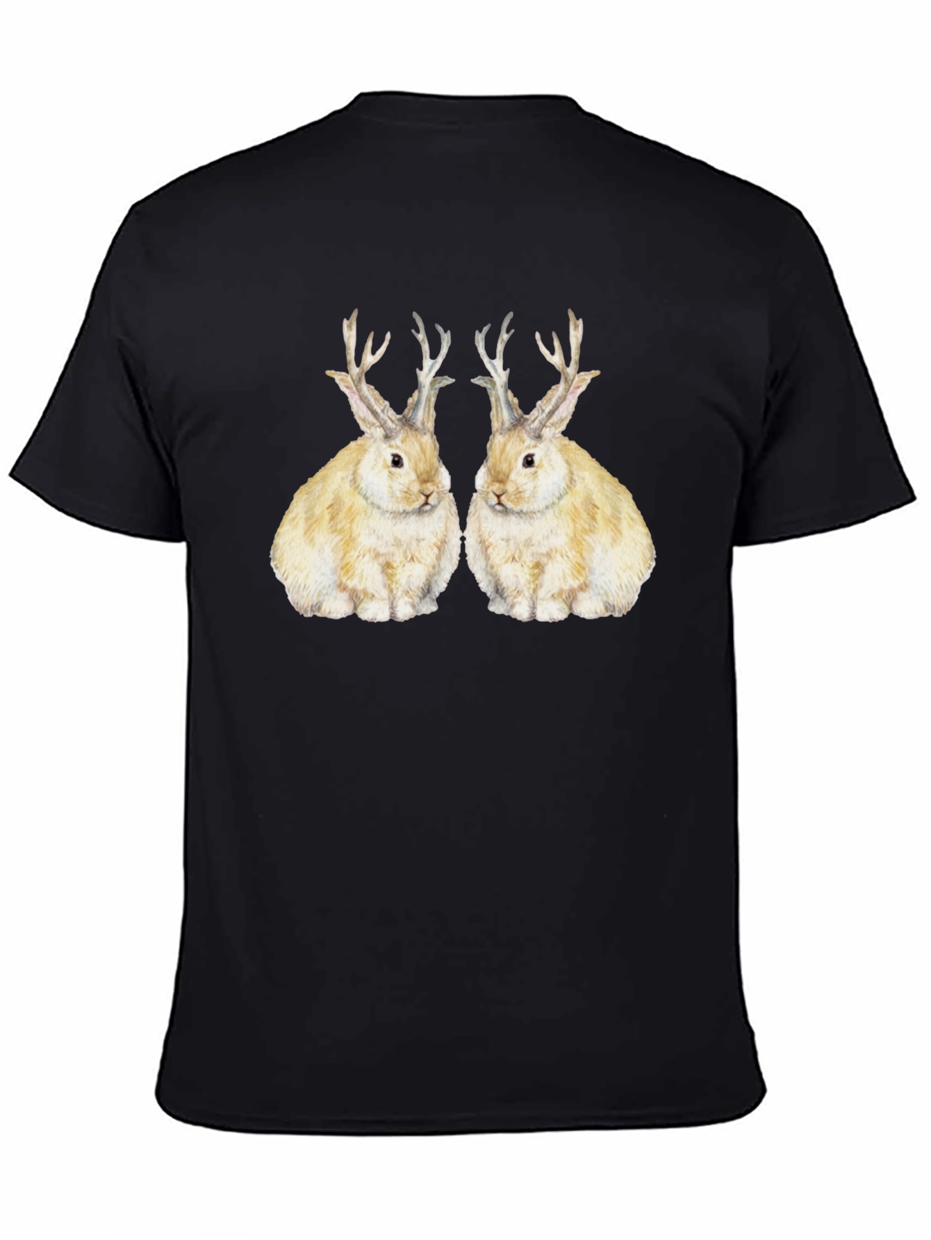Novelty Rabbit Antler Graphic T-Shirt