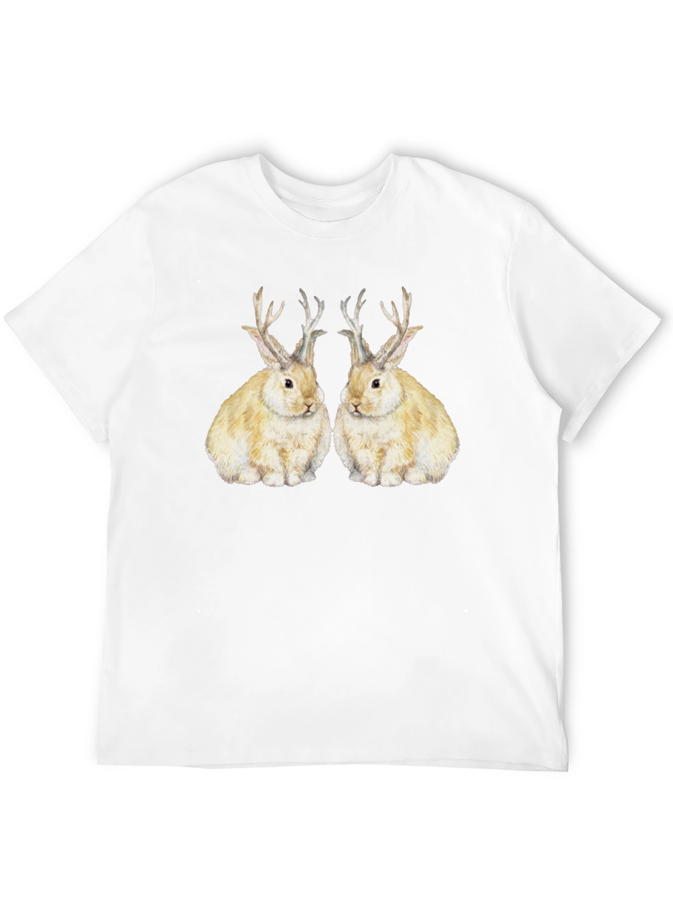 Novelty Rabbit Antler Graphic T-Shirt